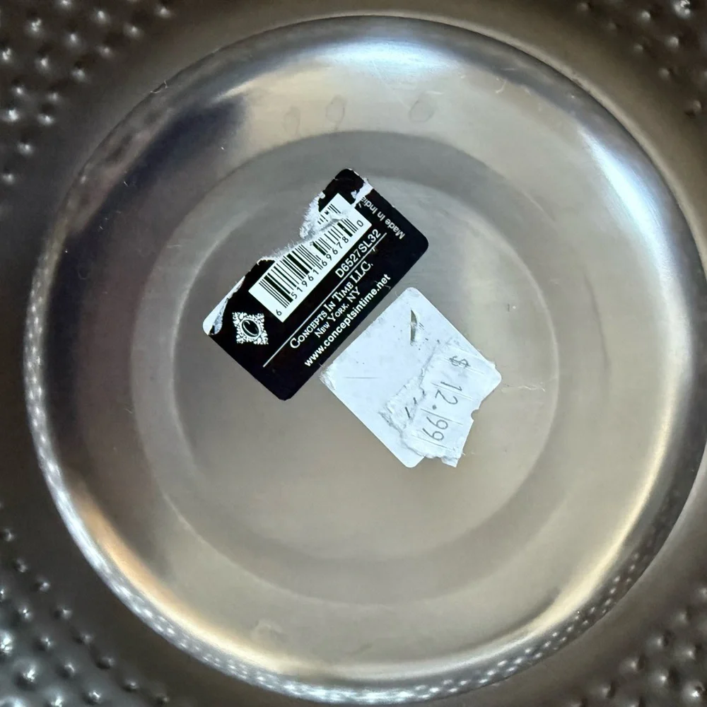 Premium Stainless Steel Dog Bowls with Non-Slip Black Base hammered set of 2